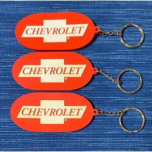 3 Chevrolet Bowtie Rubber Keychain Chevy Racing Pace Car Indy 500 Nascar Hot Rod